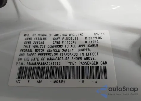 2015 Acura Tlx V6 Tech from USA, damaged, VIN 19UUB2F56FA021613